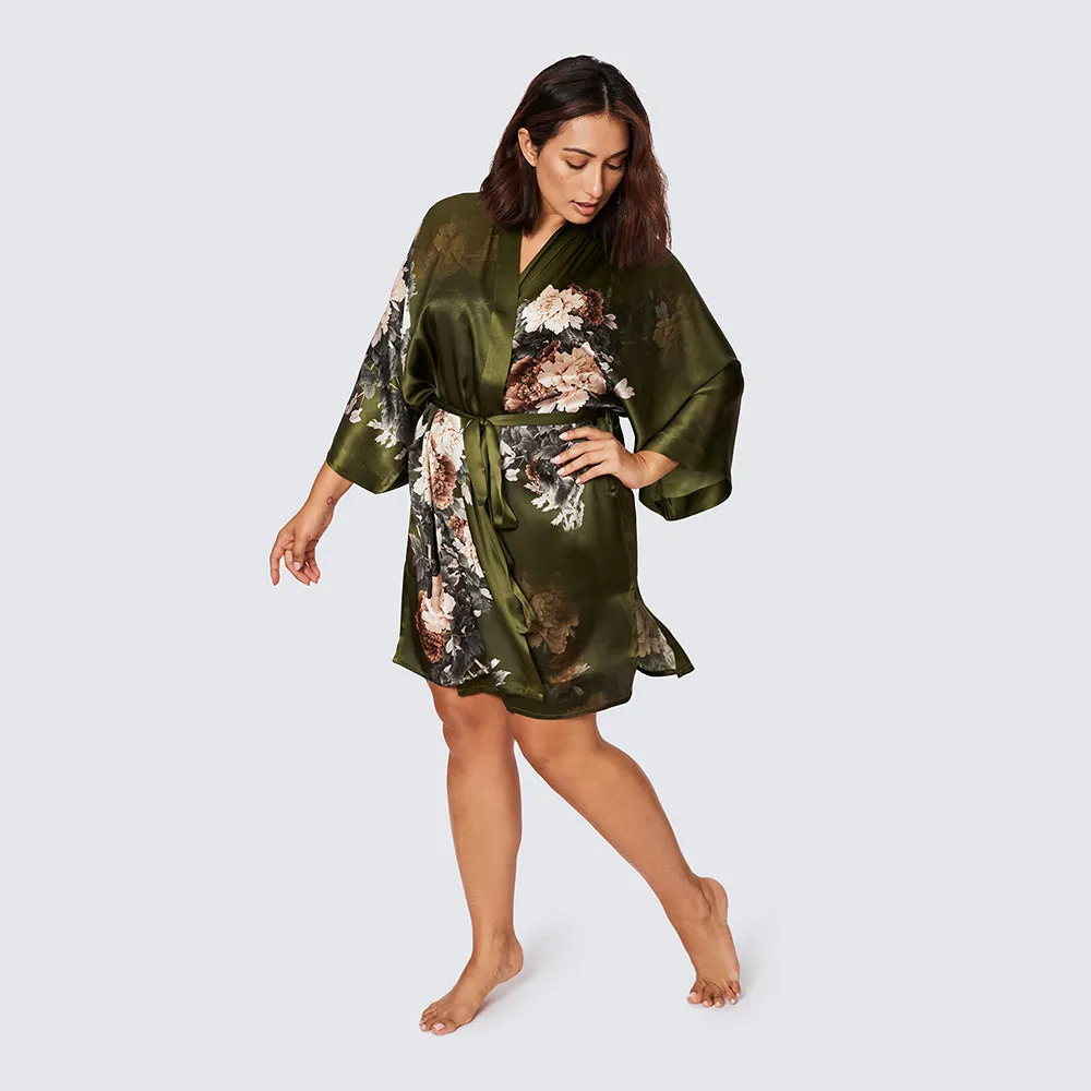 Silk Keina Short Kimono Robe (Plus Size)