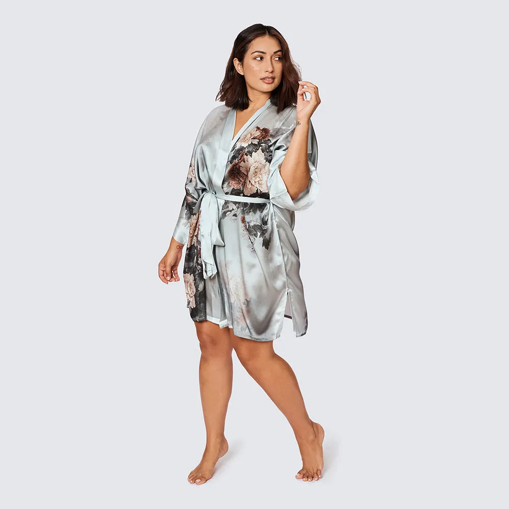 Silk Keina Short Kimono Robe (Plus Size)