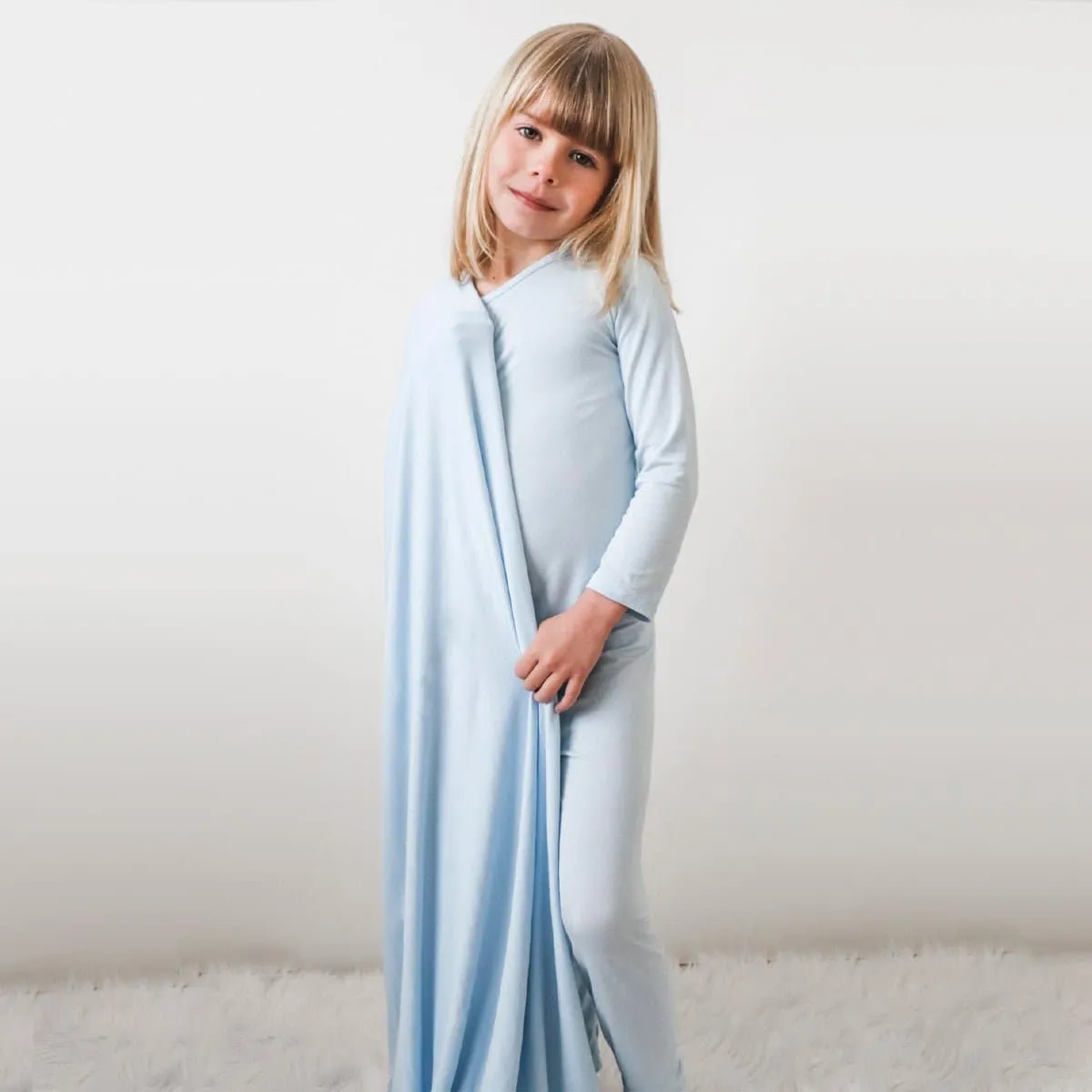 Sky Blue Bamboo Kids Pajamas