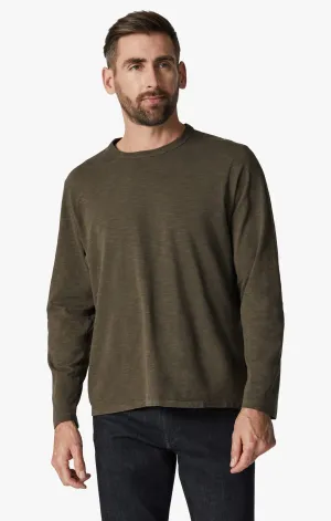 Slub Crew Neck Long Sleeve Shirt in Wren