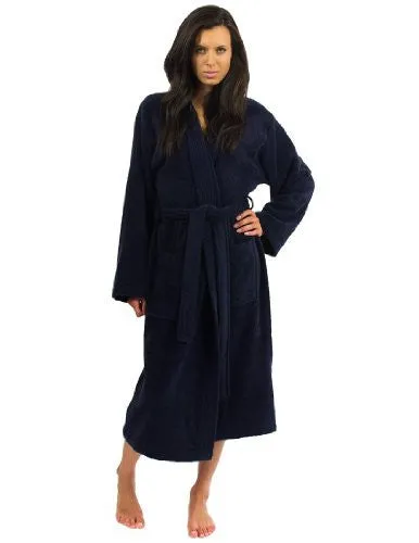 TOWELSELECTIONS MEN’S ROBE, TURKISH COTTON TERRY KIMONO BATHROBE MEDIUM/LARGE NAVY