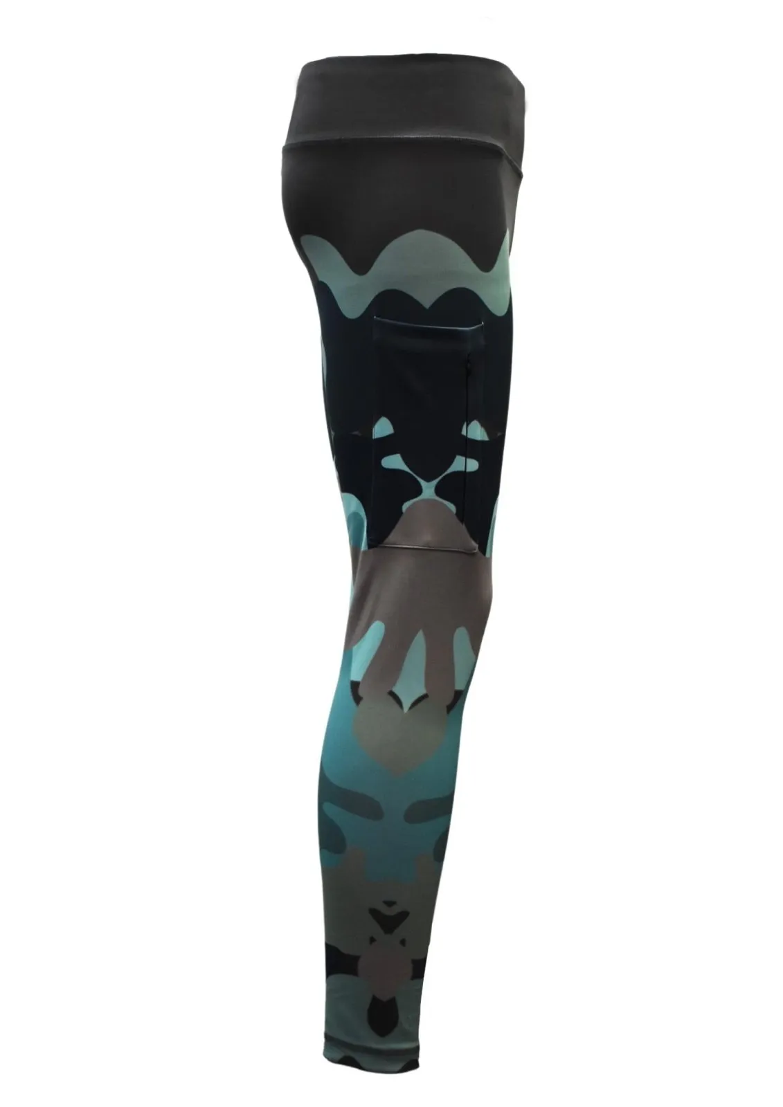 UV Protective Full Length Leggings Tights Skins - Aqua Camo