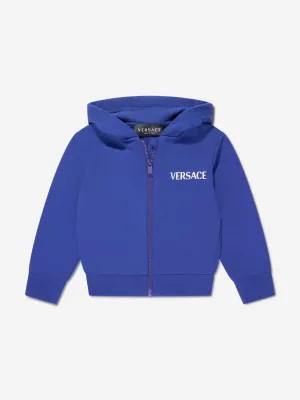 Versace Baby Boys Logo Zip Up Hoodie in Blue