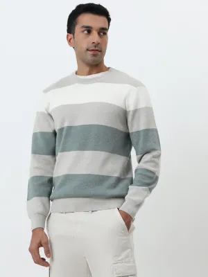 WES Casuals Multicolour Striped Slim-Fit Sweater