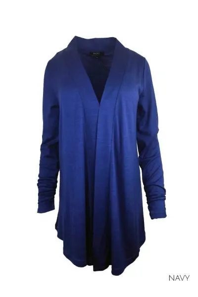 WOMENS 100% MERINO WOOL (210) LONG SLEEVE CHIC DRAPE CARDIGAN