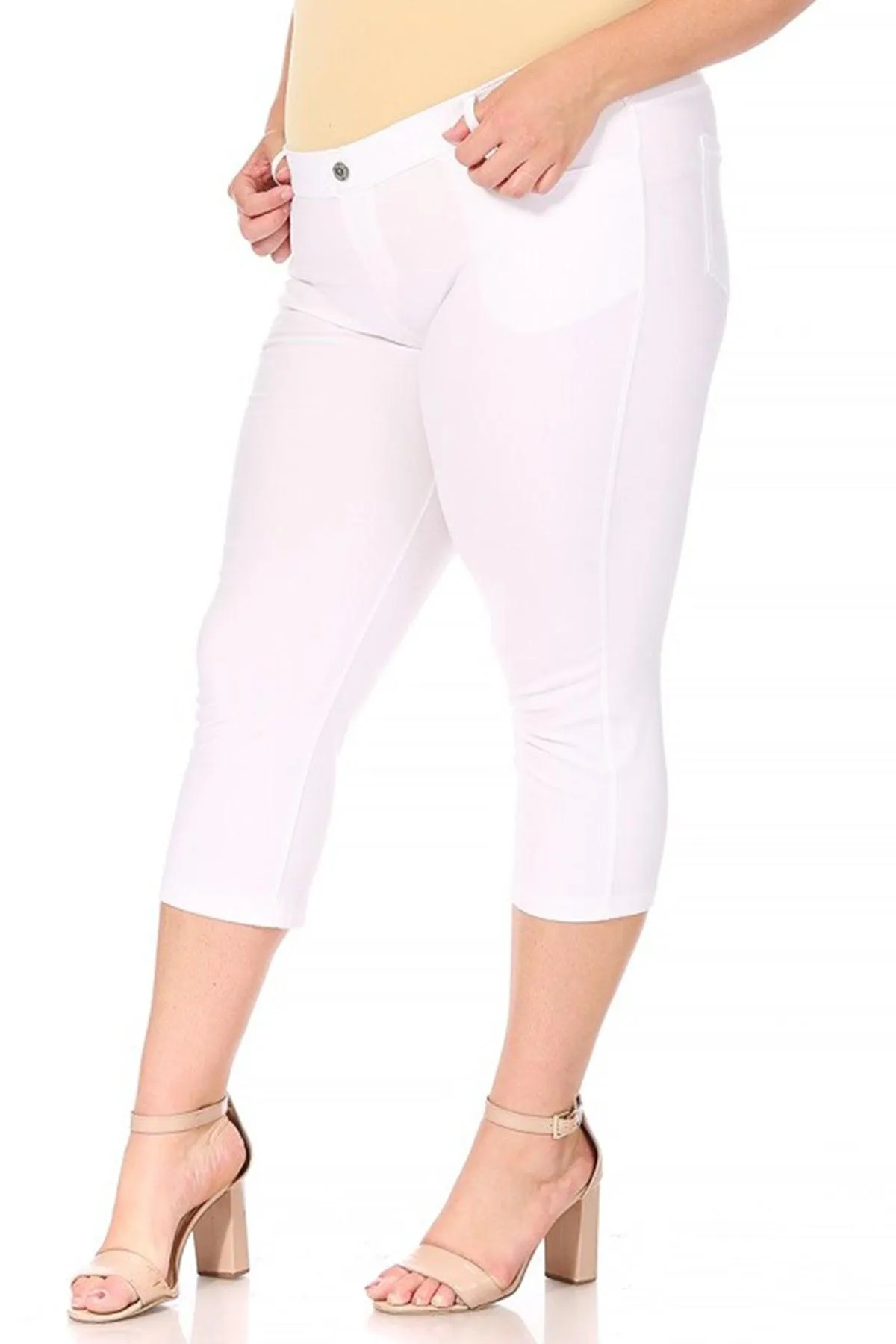 Women's Plus Size Casual Comfy Slim Pocket Jeggings Jeans Capri Leggings Pants Pack of 2