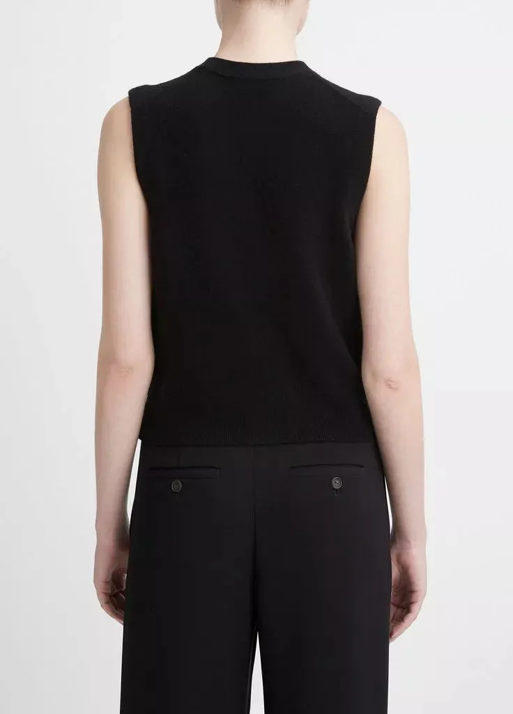 Wool & Cashmere Shrunken Sweater Vest - Black